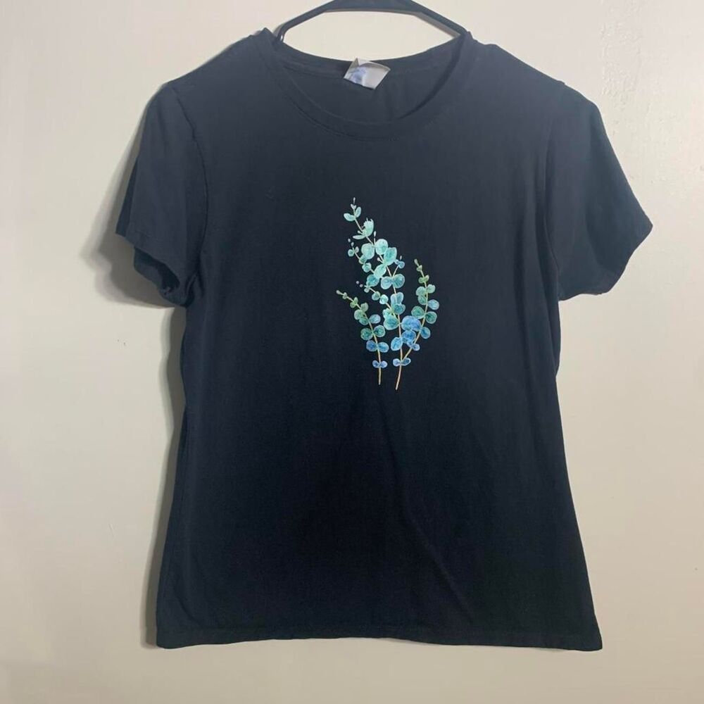 Port-company Women's Black and Navy T-shirt